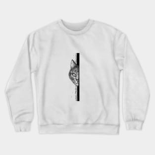 Black and White illustration of hidden cat Crewneck Sweatshirt